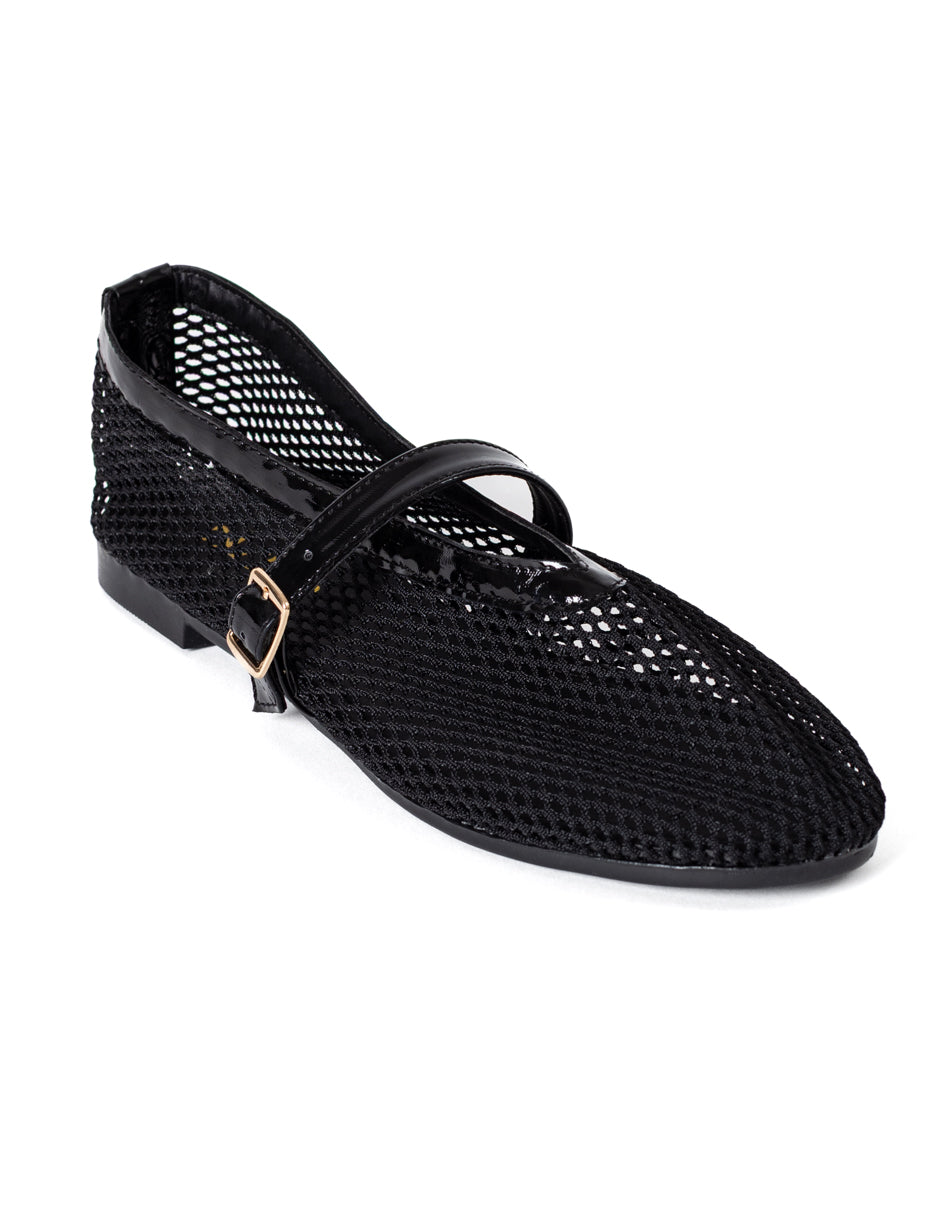 Micaela Black Mesh Balerina