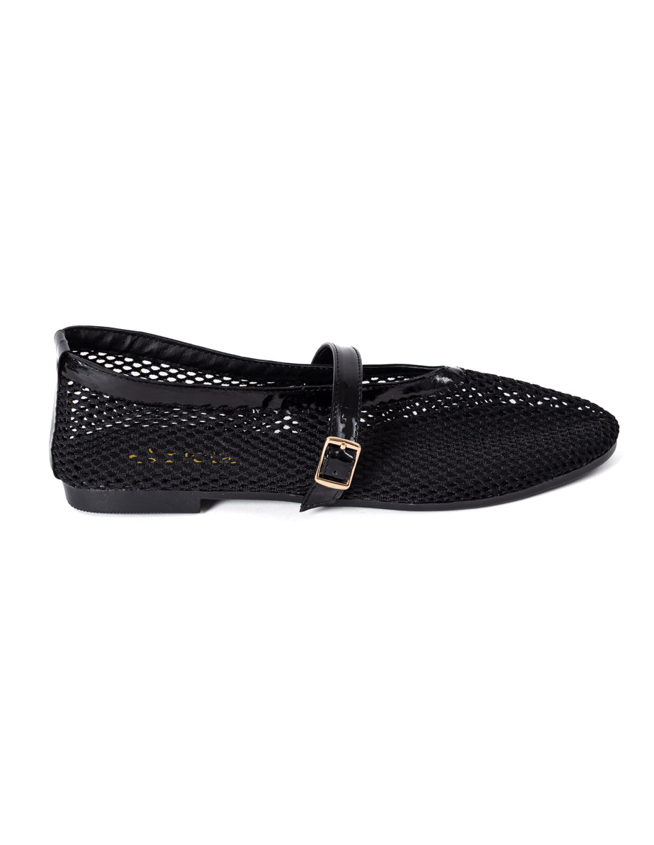 Micaela Black Mesh Balerina